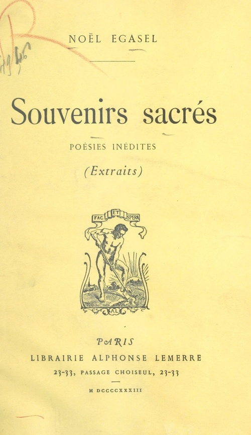 Couverture ebook de Souvenirs sacrés, de Noel Egasel