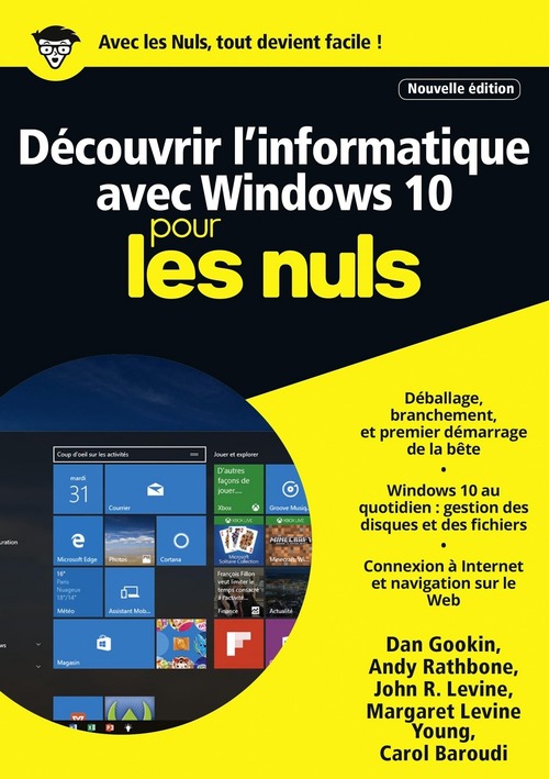Couverture ebook de Découvrir l'informatique avec Windows 10 Mégapoche Pour les Nuls, nelle édition, de Andy Rathbone, Dan Gookin, J Levine