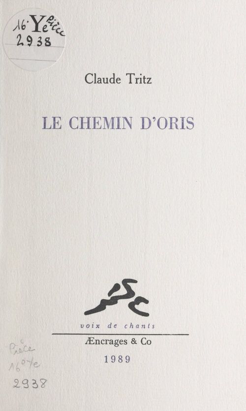 ebook cover of Le chemin d'Oris, by Claude Tritz