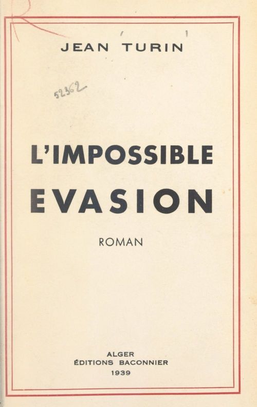 ebook cover of L'impossible évasion, by Jean Turin