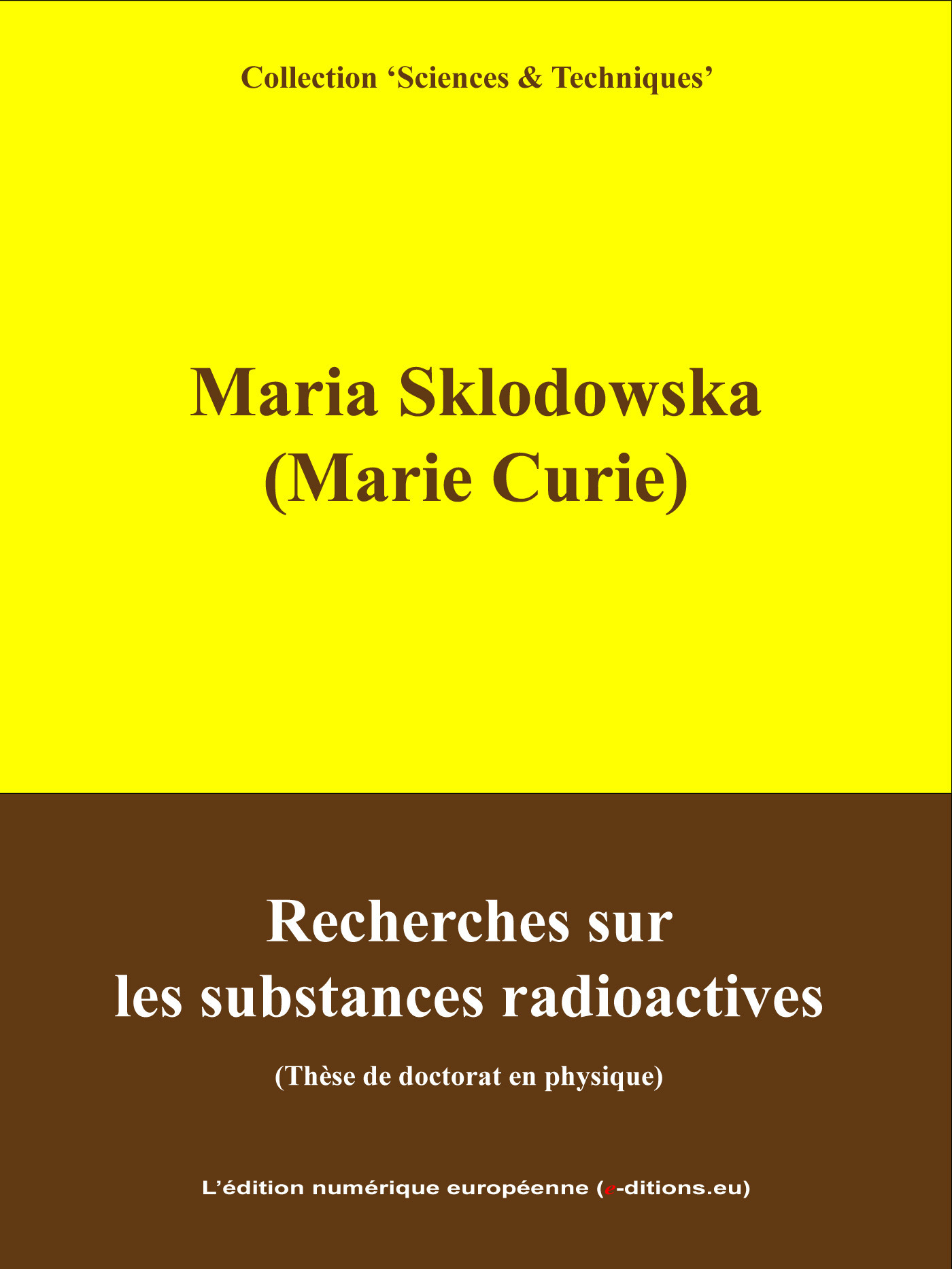 ebook cover of Recherches sur les substances radioactives, by Marie Curie