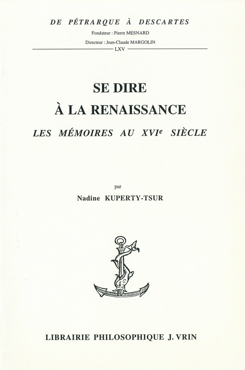 Couverture ebook de Se dire à la Renaissance, de Nadine Kuperty-Tsur