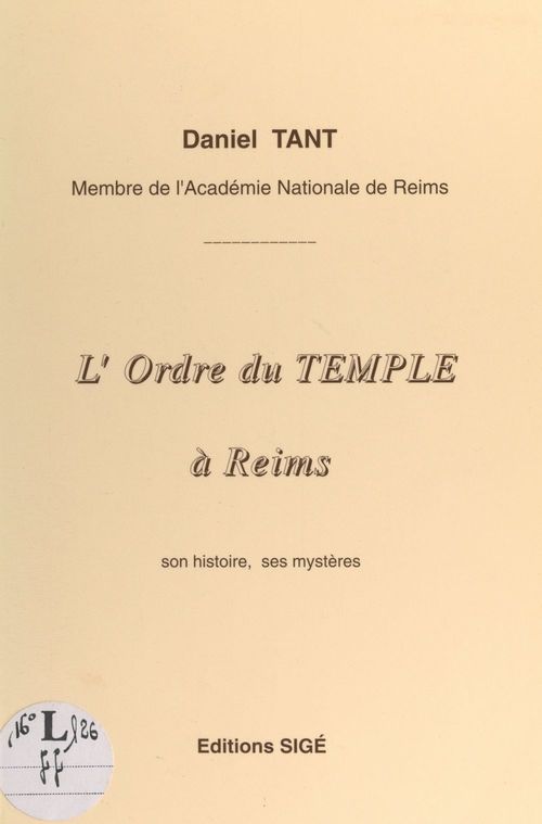 ebook cover of L'Ordre du Temple à Reims, by Daniel Tant