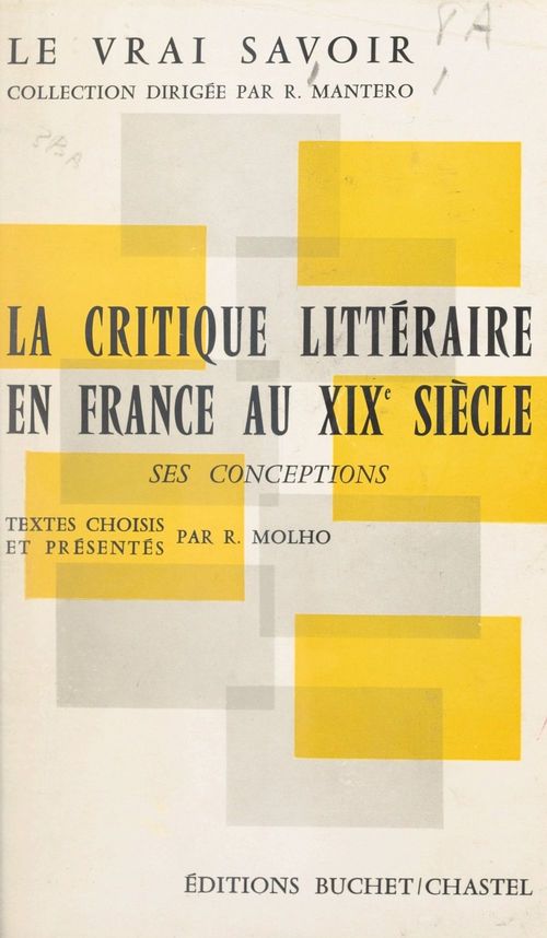 ebook cover of La critique littéraire en France au XIXe siècle, by Raphael Molho