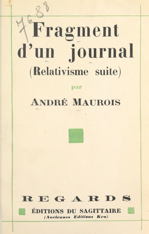 ebook cover of Fragment d'un journal, août-septembre 1930, by André Maurois