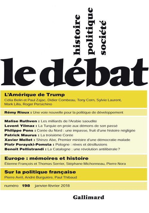 Couverture ebook de Le Débat N° 198 (janvier - février 2018), de Collectif, Pierre Nora