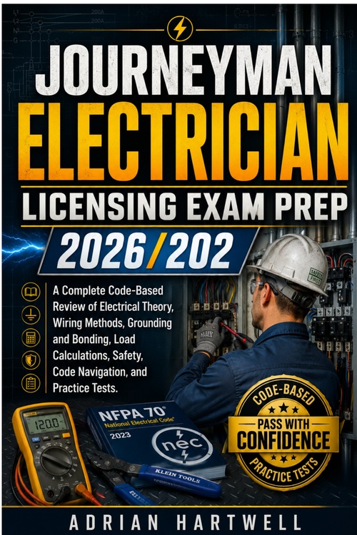 Couverture ebook de JOURNEYMAN ELECTRICIAN LICENSING  EXAM PREP 2026/2027, de Adrian Hartwell