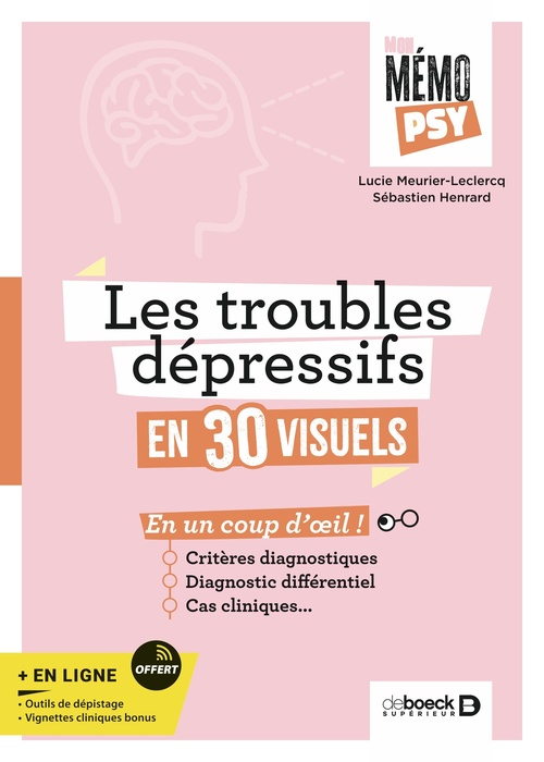 Couverture ebook de Mon mémo psy - Les troubles dépressifs en 30 visuels, de Lucie Meurier-Leclercq, Sébastien Henrard