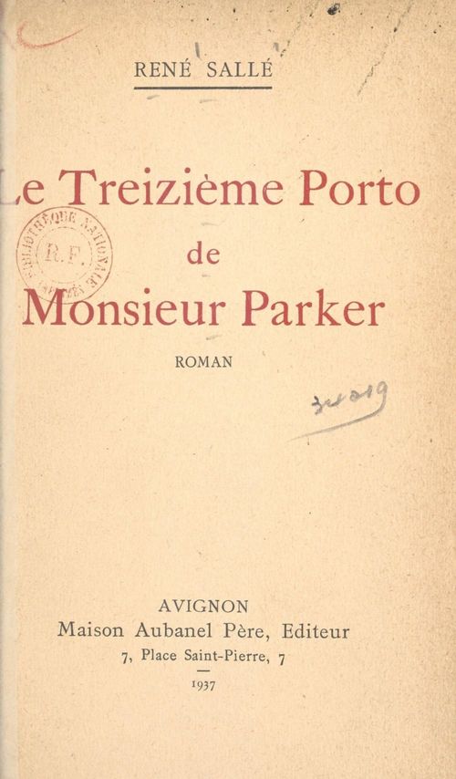 Couverture ebook de Le treizième porto de monsieur Parker, de Rene Salle