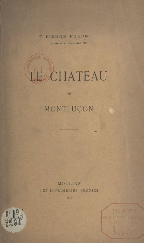 Couverture ebook de Le château de Montluçon, de Pierre Pradel
