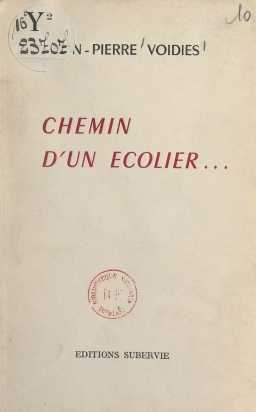 ebook cover of Chemin d'un écolier..., by Jean-Pierre Voidies