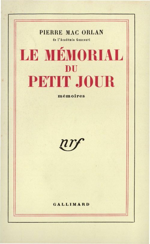Couverture ebook de Le Mémorial du petit jour, de Pierre Mac orlan