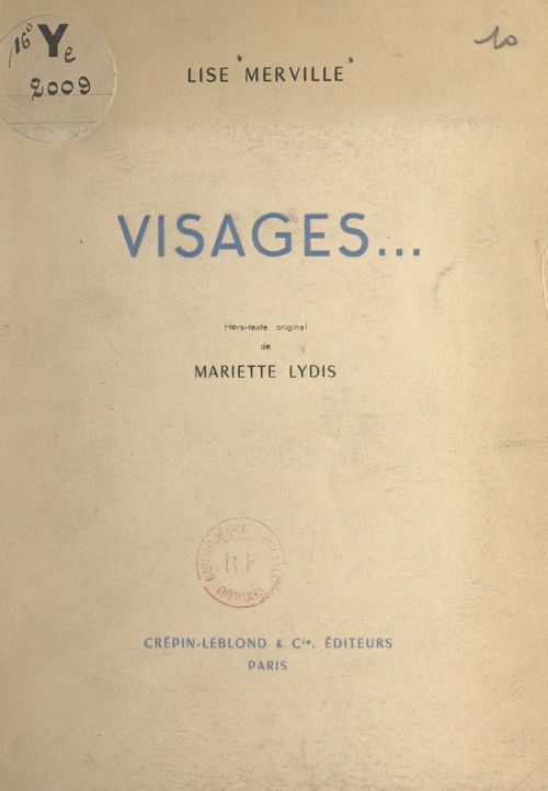 Couverture ebook de Visages..., de Lise Merville