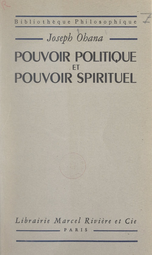 Couverture ebook de Pouvoir politique et pouvoir spirituel, de Joseph Ohana