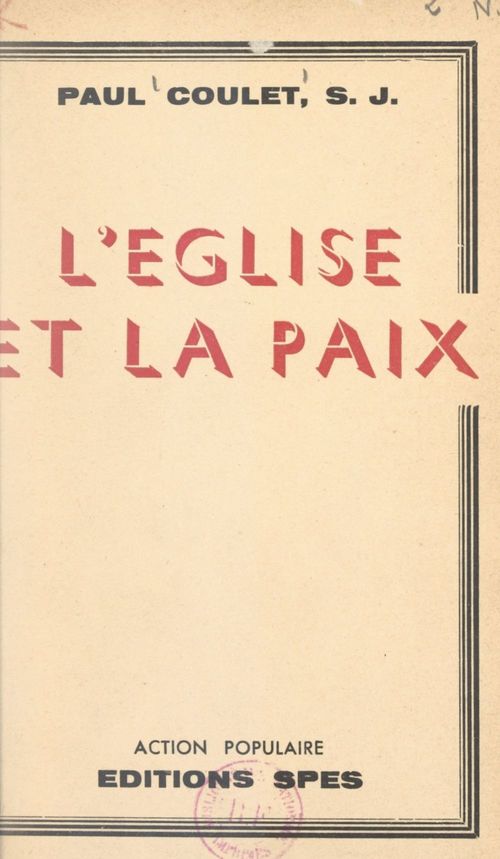 ebook cover of L'Église et la paix, by Paul Coulet