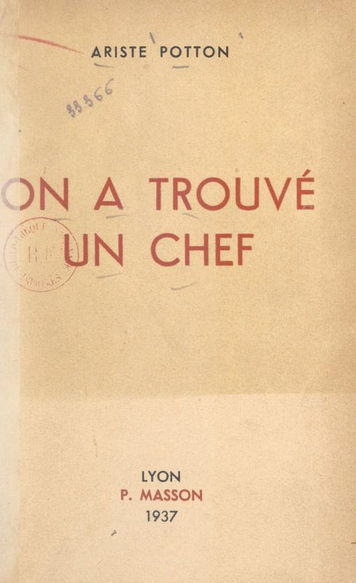 ebook cover of On a trouvé un chef, by Ariste Potton