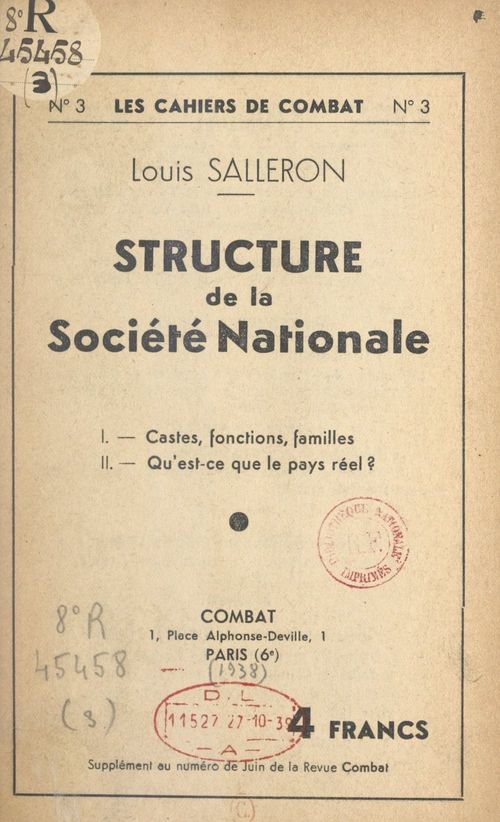 ebook cover of Structure de la société nationale, by Louis Salleron