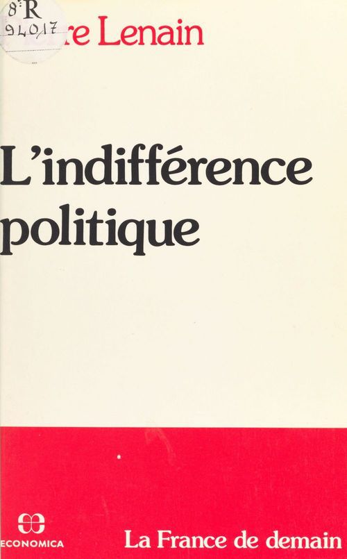 Couverture ebook de L'indifférence politique, de Lenain P.