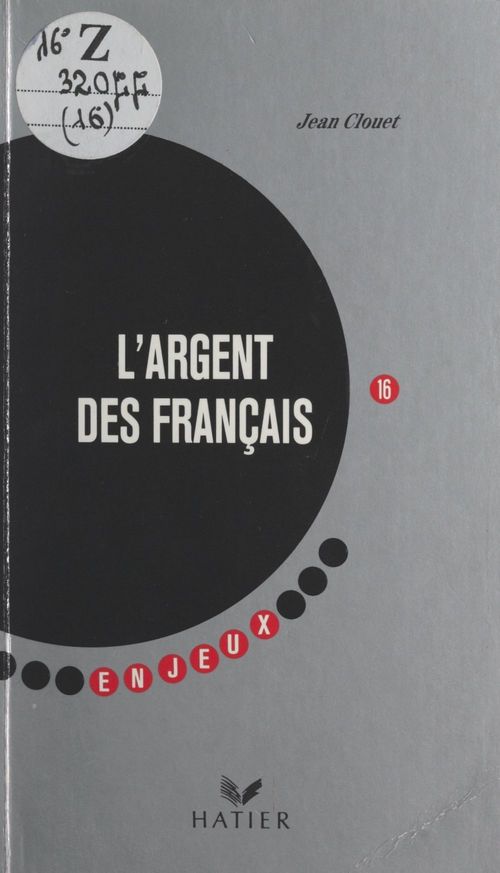 Couverture ebook de L'argent des Français, de Clouet-J