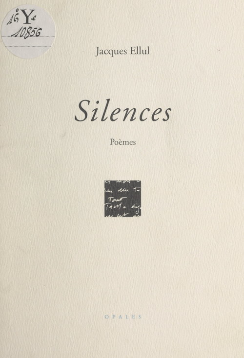Couverture ebook de Silences, de Jacques Ellul