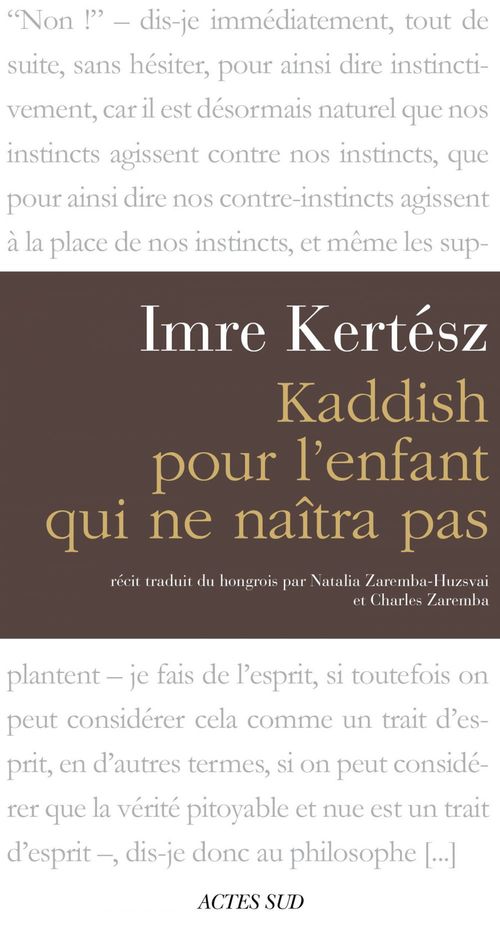 ebook cover of Kaddish pour l'enfant qui ne naîtra pas, by Imre Kertész