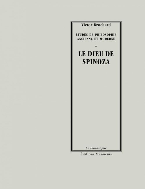 ebook cover of Le Dieu de Spinoza, by Victor Brochard