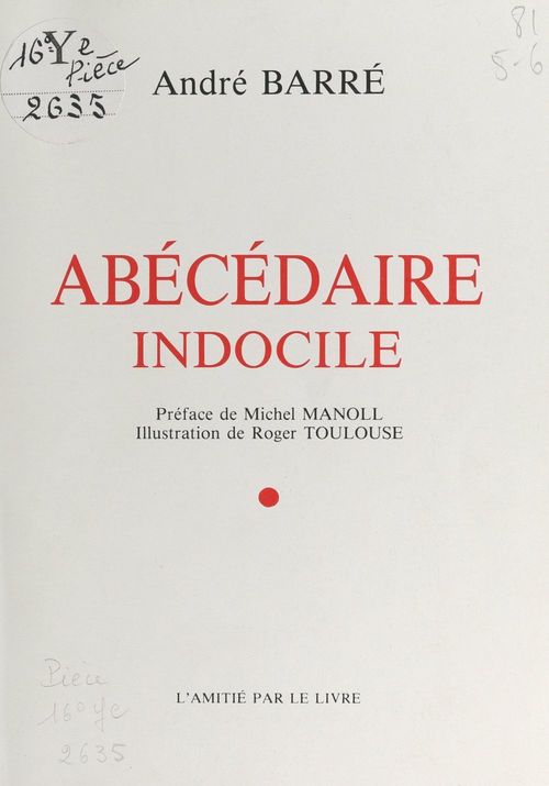 ebook cover of Abécédaire indocile, by Andre Barre