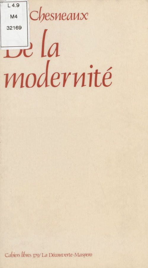Couverture ebook de De la modernité, de Jean Chesneaux