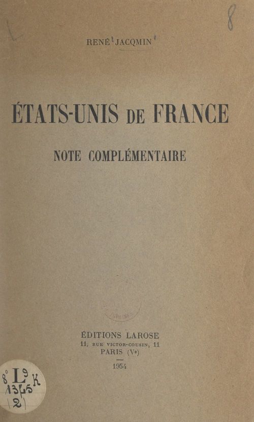 Couverture ebook de États-Unis de France, de Rene Jacqmin