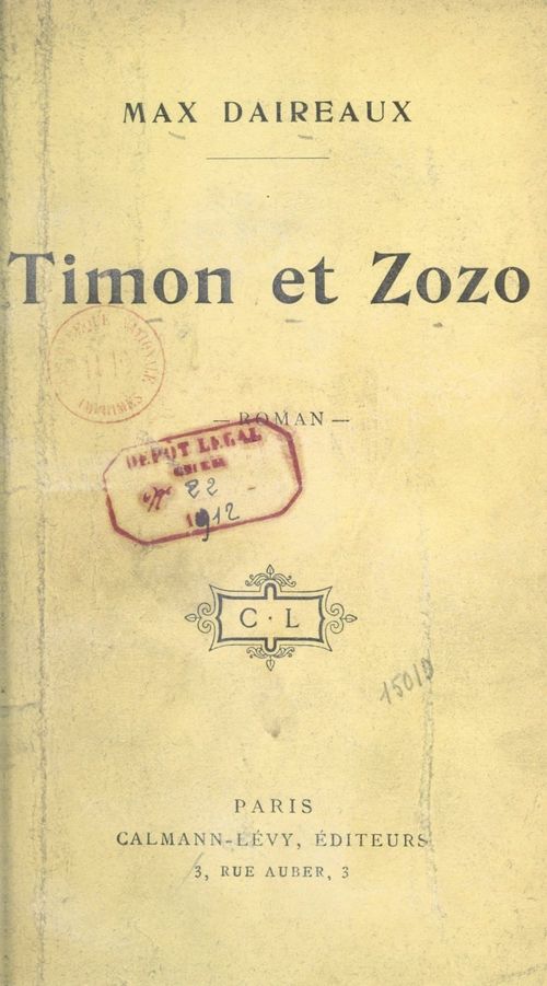 Couverture ebook de Timon et Zozo, de Max Daireaux