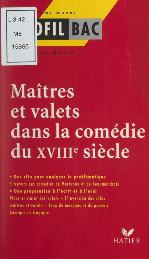 ebook cover of Maîtres et valets dans la comédie du XVIIIe siècle, by Jean-benoit Hutier