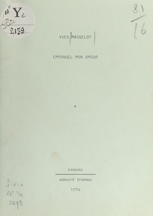 Couverture ebook de Emmanuel mon amour, de Yves Masselot