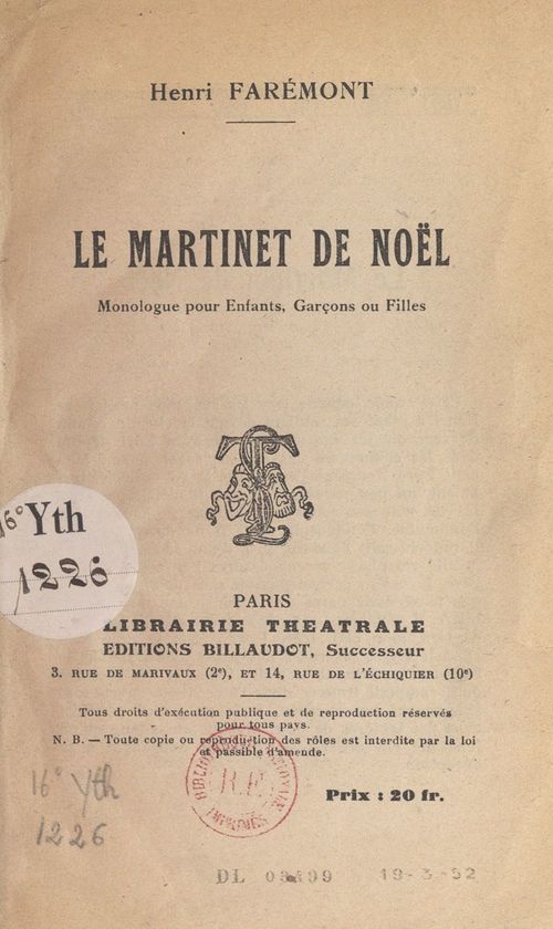 Couverture ebook de Le martinet de Noël, de Henri Faremont