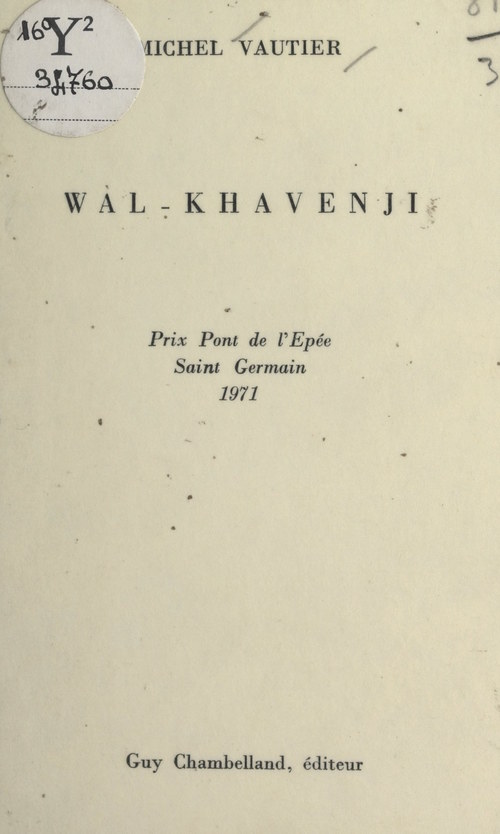 ebook cover of Wal-Khavenji, by Michel Vautier