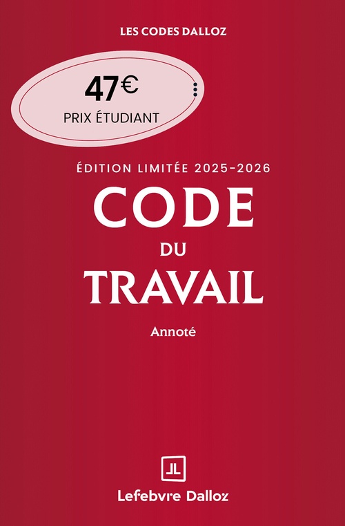 ebook cover of Code du travail Édition limitée 2025-2026 - Annoté, by
