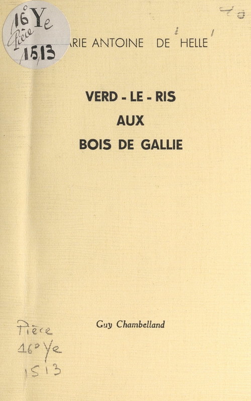 ebook cover of Verd-le-Ris aux bois de Gallie, by Marie-Antoine De Helle
