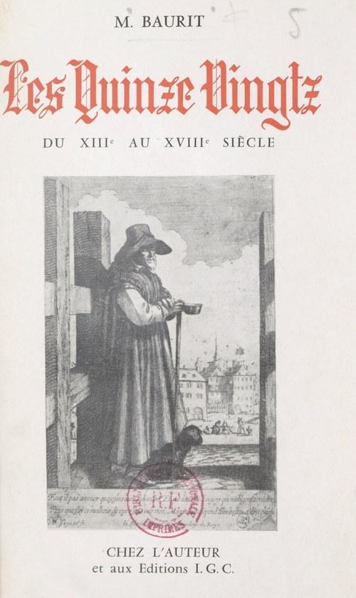 Couverture ebook de Les Quinze Vingts du XIIIe au XVIIIe siècle, de Maurice Baurit