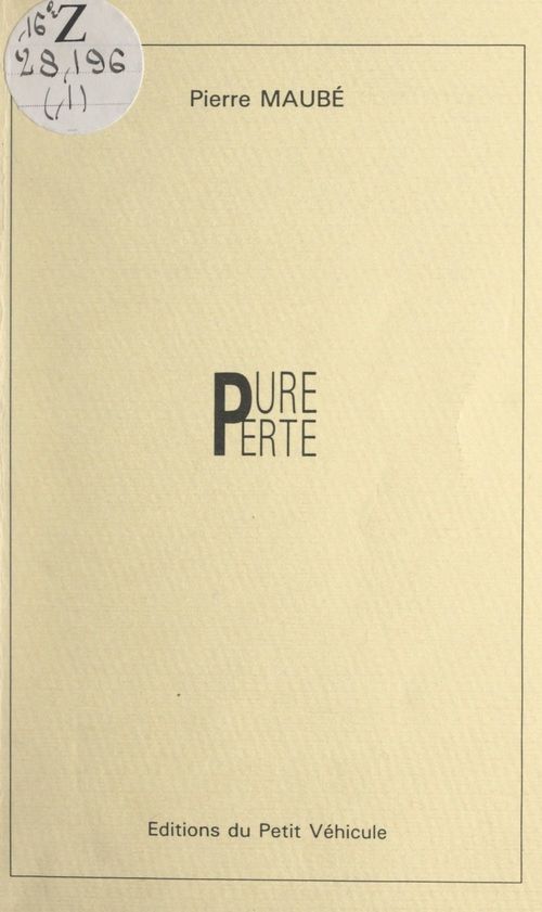 ebook cover of Pure perte, by Pierre Maube