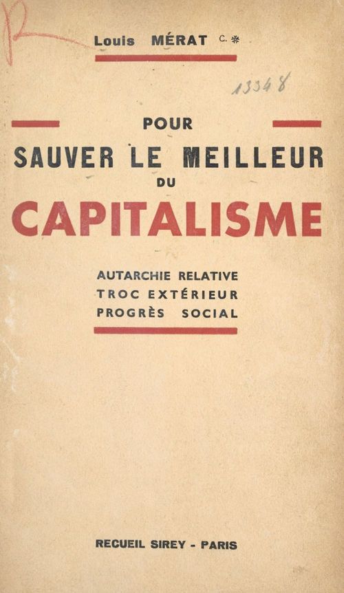 Couverture ebook de Pour sauver le meilleur du capitalisme, de Louis Merat