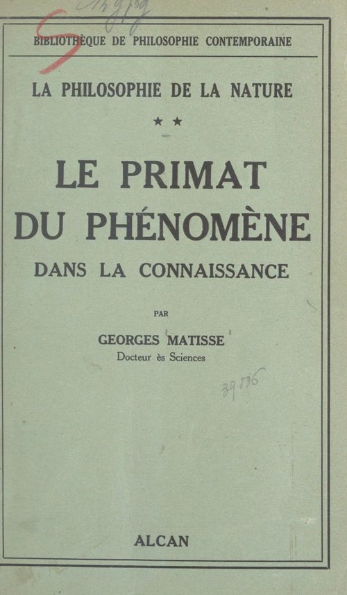 ebook cover of La philosophie de la nature (2), by Georges Matisse