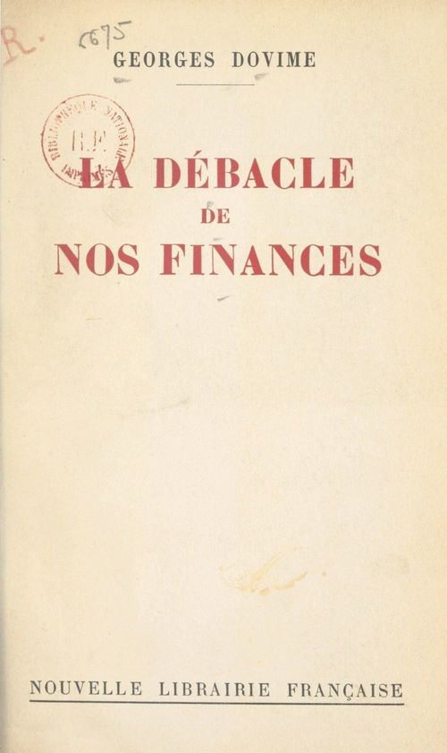 ebook cover of La débâcle de nos finances, by Georges Dovime