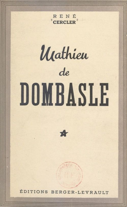 Couverture ebook de Mathieu de Dombasle, de Rene Cercler