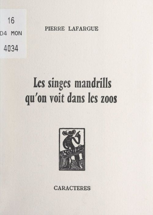 ebook cover of Les singes mandrills qu'on voit dans les zoos, by Pierre Lafargue