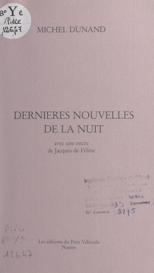 Couverture ebook de Dernières nouvelles de la nuit, de Michel Dunand