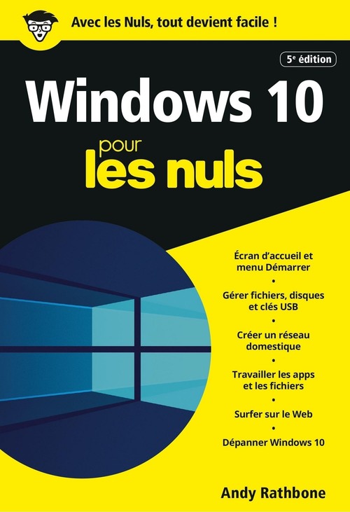 ebook cover of Windows 10 Poche Pour les Nuls, 5e, by Andy Rathbone, Jean-Pierre Cano