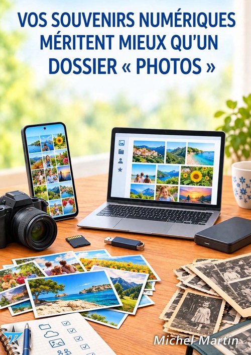 Couverture ebook de Vos souvenirs numériques méritent mieux qu"un dossier Photos, de Michel Martin, Mediaforma
