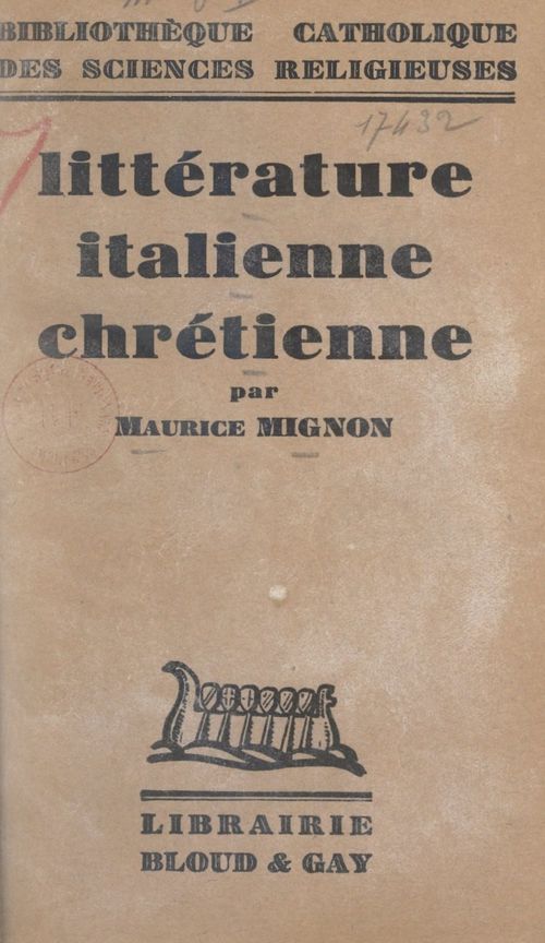 ebook cover of Littérature italienne chrétienne, by Maurice Mignon