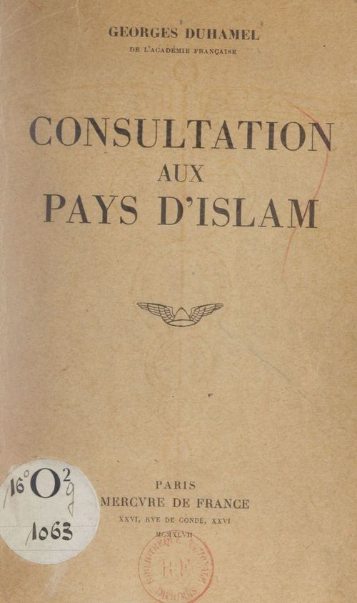 Couverture ebook de Consultation aux pays d'Islam, de Georges Duhamel