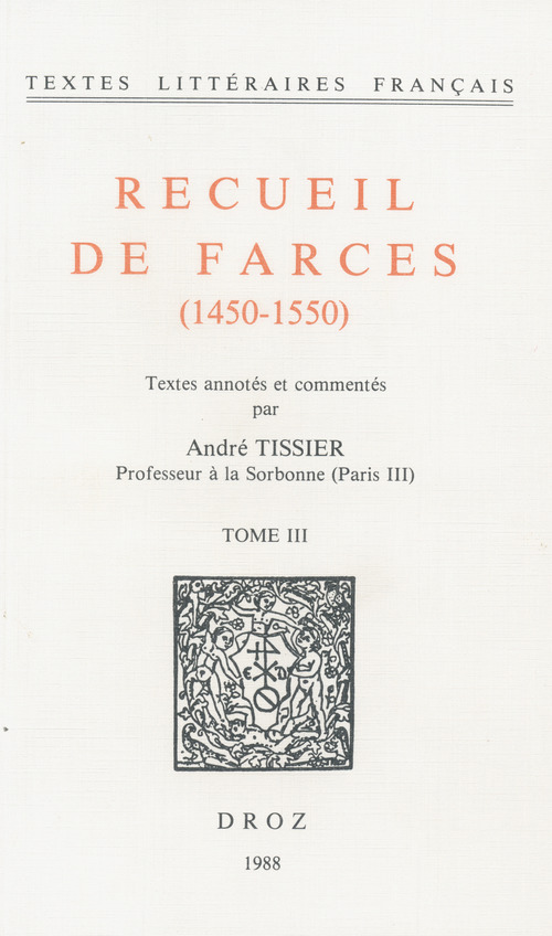 Couverture ebook de Recueil de farces (1450-1550), de