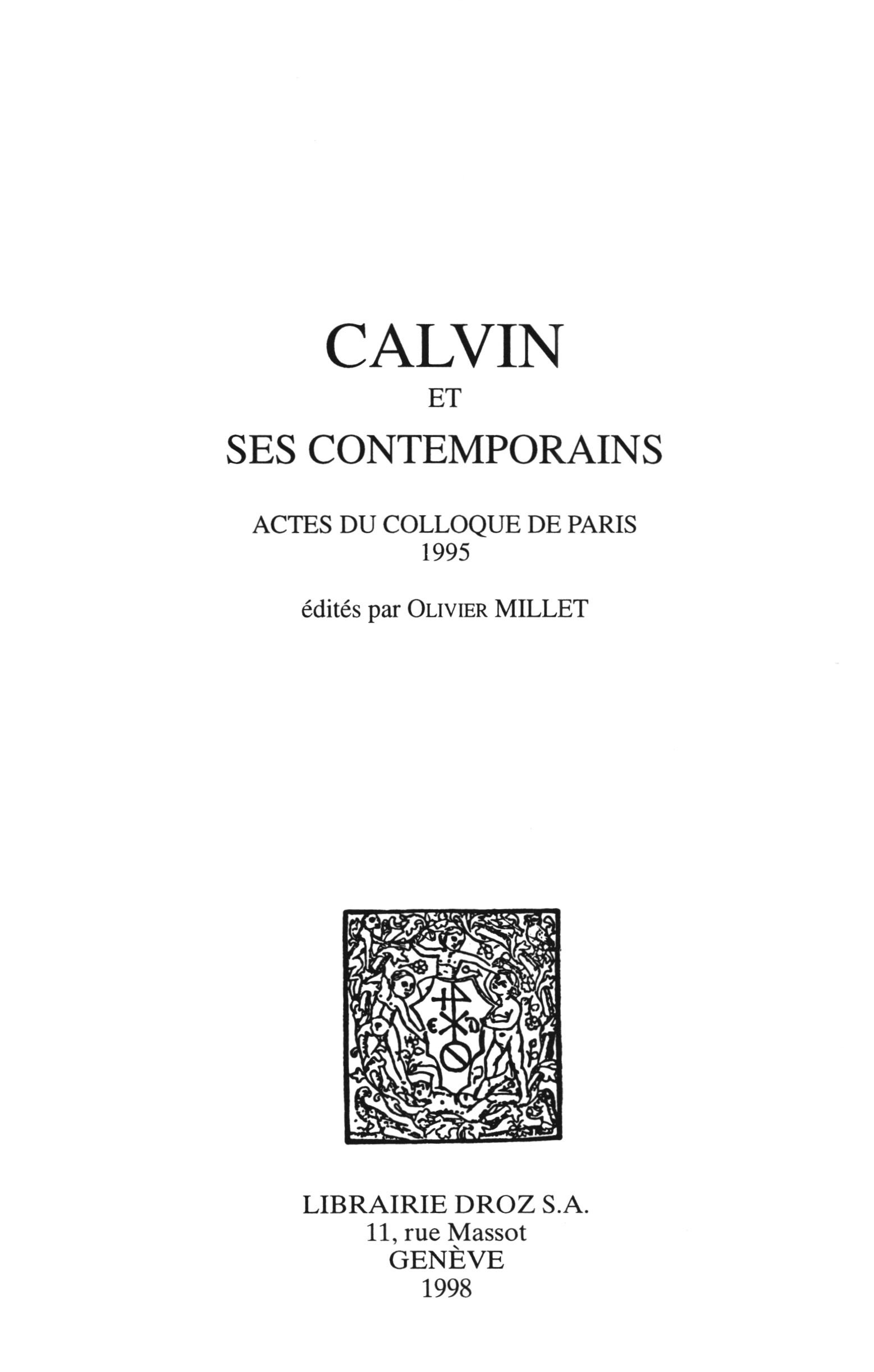 ebook cover of Calvin et ses contemporains, by